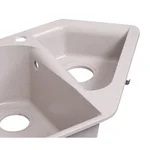 Кухонна мийка Lidz 1000×500 мм/225 COL-06 зі штучного каменю світло-бежева кутова з додатковою чашею та лівим крилом (LIDZCOL061000500225)