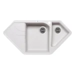 Кутова кухонна мийка Lidz 1000×500 мм/225 STO-10 світло-сіра зі штучного каменю з додатковою чашею (LIDZSTO101000500225)