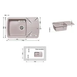Кухонна мийка Lidz COL-06 770×490 мм/200 зі штучного каменю світло-бежева з універсальним крилом (LIDZCOL06770490200)