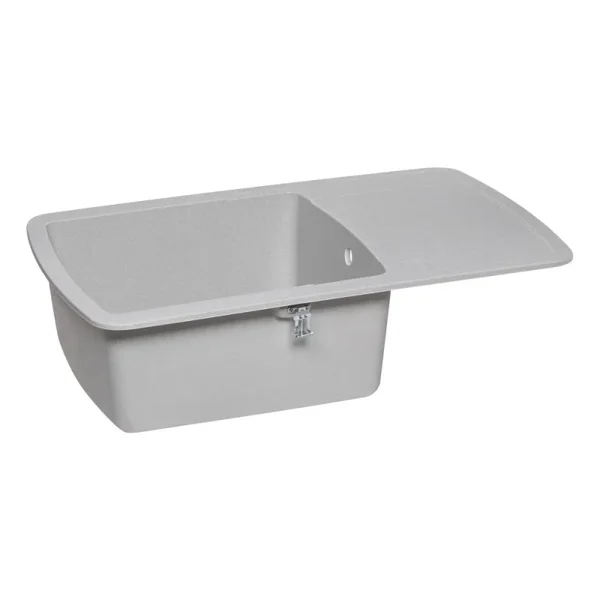 Кухонна мийка Lidz 770×490 мм/200 GRA-09 зі штучного каменю сіра врізна з універсальним крилом (LIDZGRA09770490200)
