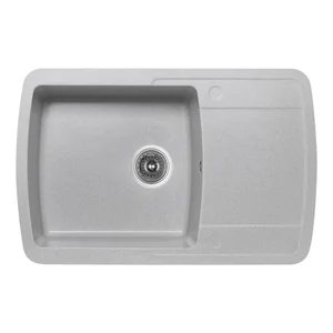 Кухонна мийка Lidz 770×490 мм/200 GRA-09 зі штучного каменю сіра врізна з універсальним крилом (LIDZGRA09770490200)