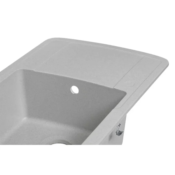 Кухонна мийка Lidz 770×490 мм/200 GRA-09 зі штучного каменю сіра врізна з універсальним крилом (LIDZGRA09770490200)