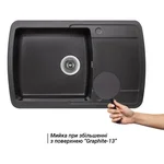 Кухонна мийка Lidz 770×490 мм/200 GRF-13 графітова зі штучного каменю з універсальним крилом (LIDZGRF13770490200)