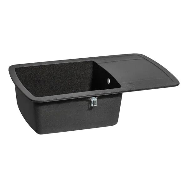 Кухонна мийка Lidz 770×490 мм/200 GRF-13 графітова зі штучного каменю з універсальним крилом (LIDZGRF13770490200)