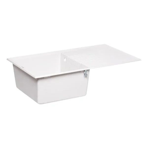 Кухонная мойка Lidz 860×500 мм/240 WHI-01 из искусственного камня белая врезная с универсальным крылом (LIDZWHI01860500240)