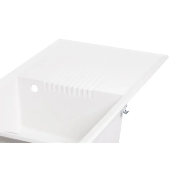 Кухонная мойка Lidz 860×500 мм/240 WHI-01 из искусственного камня белая врезная с универсальным крылом (LIDZWHI01860500240)