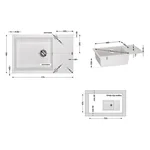 Кухонна мийка Lidz 781×510 мм/200 WHI-01 біла зі штучного каменю з універсальним крилом (LIDZWHI01781510200)