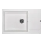Кухонна мийка Lidz 781×510 мм/200 WHI-01 біла зі штучного каменю з універсальним крилом (LIDZWHI01781510200)