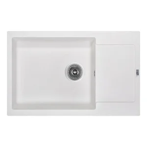 Кухонна мийка Lidz 781×510 мм/200 WHI-01 біла зі штучного каменю з універсальним крилом (LIDZWHI01781510200)