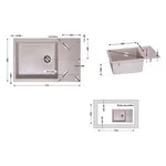 Кухонна мийка Lidz 781×510 мм/200 COL-06 зі штучного каменю світло-бежева з універсальним крилом (LIDZCOL06781510200)