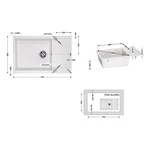 Кухонна мийка Lidz 781×510 мм/200 STO-10 світло-сіра зі штучного каменю з універсальним крилом (LIDZSTO10781510200)