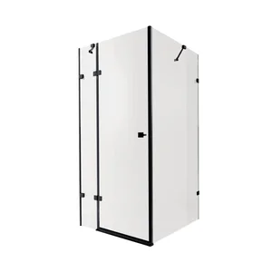 Душевая кабина Qtap Capricorn BLA1099SC6 черная с прозрачным стеклом 6 мм, 90×90 мм см, с покрытием CalcLess, без поддона (CAPBLA1099SC6)