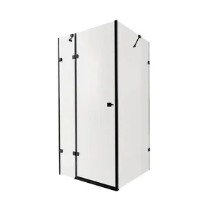 Душова кабіна Qtap Capricorn BLA10128RC6 120×80 мм см розпашна, чорна, з прозорим склом 6 мм та покриттям CalcLess, без піддона (CAPBLA10128RC6)