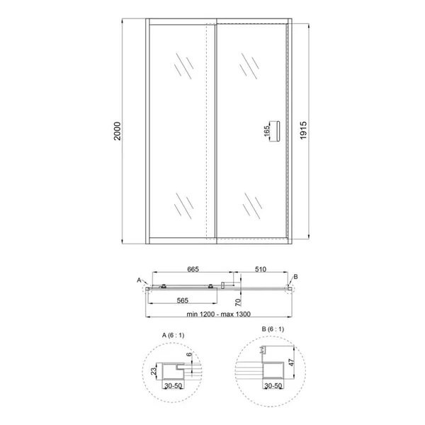 Раздвижная душевая дверь в нишу Qtap CRM2012-13C6 Taurus CRM2012-13.C6 120-130×200 мм см, хром, прозрачное стекло 6 мм с покрытием CalcLess (TAUCRM201213C6)