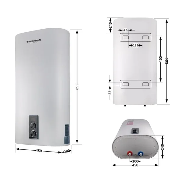 Бойлер Thermo Alliance DT50V20G-D/2 50 л плоский вертикальний з сухим ТЕНом 2 кВт (DT50V20GPDD2)