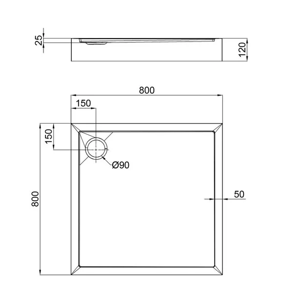 Душевой поддон Qtap Tern 308812C акриловый белый 80×80×12 мм см с сифоном (TERN308812C)