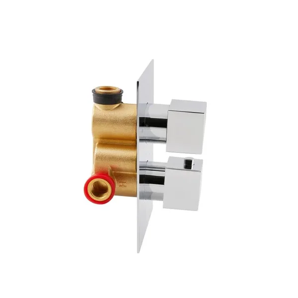 Душова система Qtap Aquarius QTAQA65T103NGC латунна, хром, термостатична для прихованого монтажу на 2 споживачі (QTAQA65T103NGC)