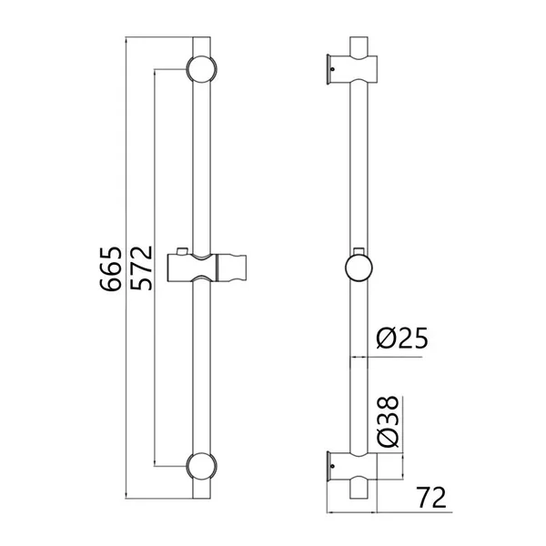 Душевая стойка Qtap Lepit QTLEP82103OC из нержавеющей стали, хромированная, 665 мм (QTLEP82103OC)