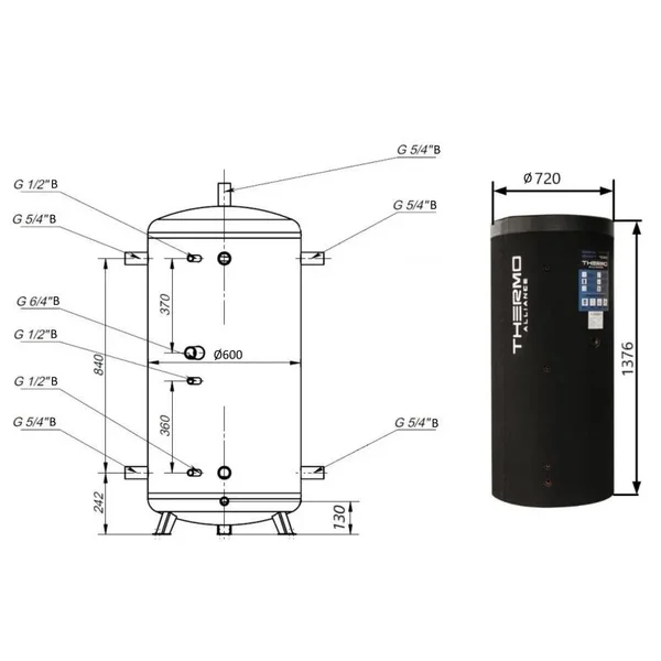 Теплоакумулятор Thermo Alliance TA-ТАМ-00 350 з ізоляцією 60 мм (TAТАМ0035060)