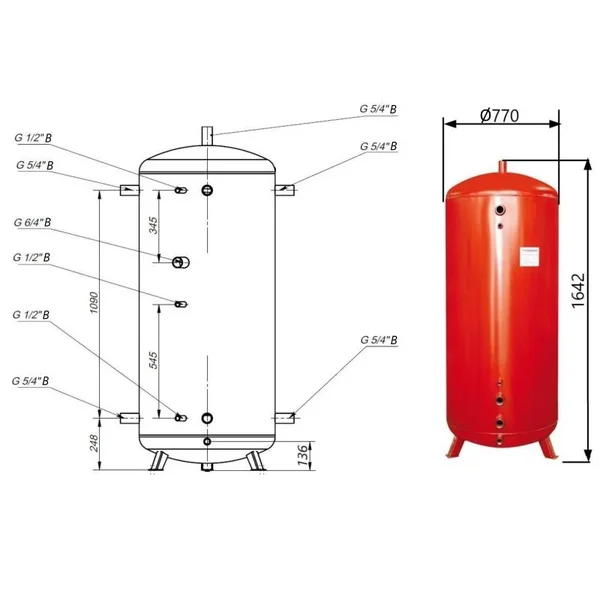 Теплоакумулятор Thermo Alliance TA-ТАМ-00 500 сталевий без ізоляції (TAТАМ00500)