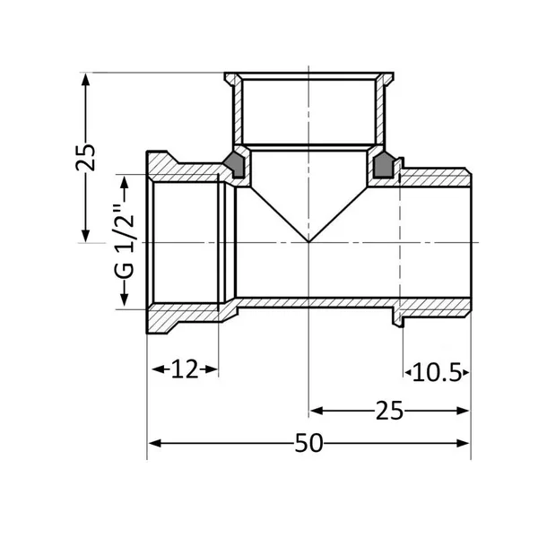 Тройник Thermo Alliance Standart SD41315 латунный с резьбой 1/2