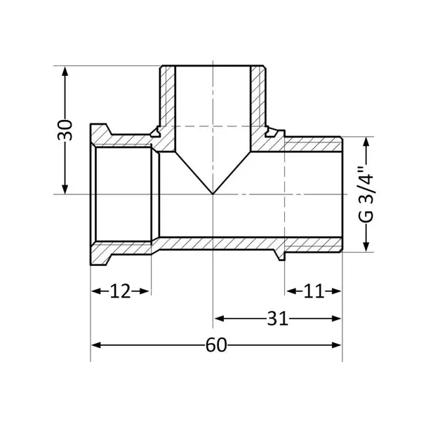 Тройник равнопроходной Thermo Alliance Standart SD41420 латунный с резьбой ВНН 3/4 (SD41420)