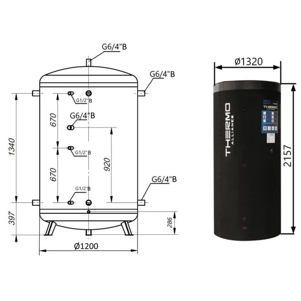 Теплоакумулятор Thermo Alliance TA-ТАМ-00 2000 60 мм