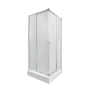 Душевая кабина Qtap Presto CRM1088SP5 хромированная с матовым стеклом, квадратная 80×80 мм см, в комплекте с поддоном и сифоном (PRECRM1088SP5SET)
