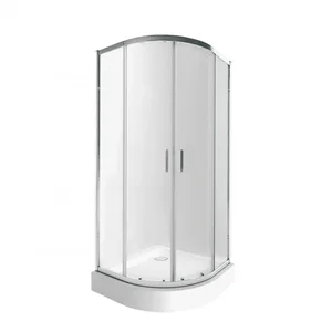 Душевая кабина с поддоном Qtap Taurus CRM1011AC6 хромированная с прозрачным стеклом, раздвижная, четверть круга, 100×100 мм см, с сифоном (TAUCRM1011AC6SET)