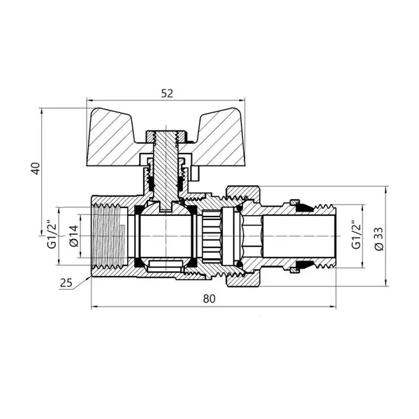 Кран кульовий Thermo Alliance Standart з американкою 1/2