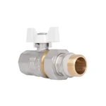 Кран шаровый Thermo Alliance Standart прямой латунный никелированный с американкой, системой антипротечки и ручкой-бабочкой 3/4