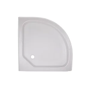 Душовий піддон Lidz KAPIELKA ST80×80×14 мм акриловий білий, низький, напівкруглий, зі зливом 52 мм (LKAST808014R)