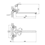 Смеситель для ванны Brinex 36W 005 пластиковый хром/белый с длинным поворотным изливом (BRIN36W005)