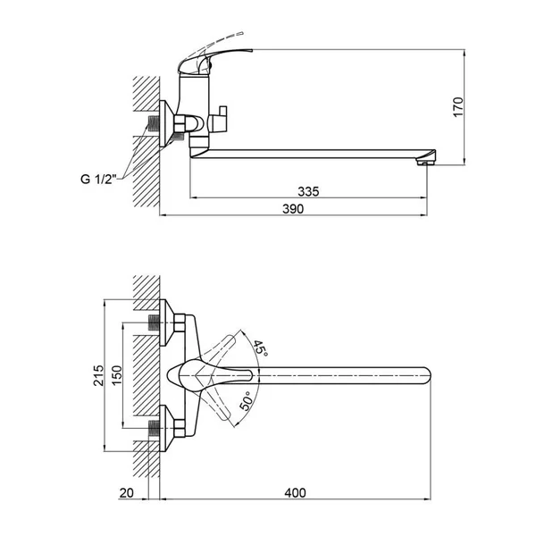 Смеситель для ванны Brinex 36W 005 пластиковый хром/белый с длинным поворотным изливом (BRIN36W005)