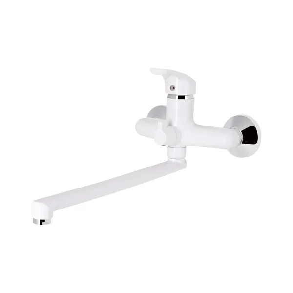 Смеситель для ванны Brinex 36W 005 пластиковый хром/белый с длинным поворотным изливом (BRIN36W005)