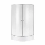 Душова кабіна з піддоном Lidz SC90x90SATMIDFR Latwa SC90×90 мм.SAT.MID.FR напівкругла, сатинова з матовим склом 4 мм (LLSC9090SATMIDFR2SET)