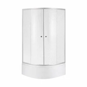 Душова кабіна Lidz SC80x80SATHIGHFR Latwa SC80×80 мм.SAT.HIGH.FR напівкругла 80x80 см сатин з матовим склом 4 мм, у комплекті з високим акриловим піддоном (LLSC8080SATHIGHFR2SET)