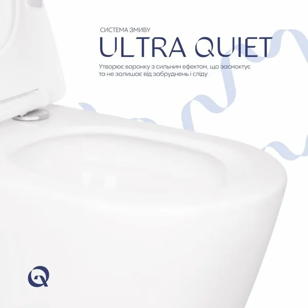 Підвісний унітаз Qtap QT14332380AW Scorpio керамічний білий, безобідковий з технологією змиву Ultra Quiet та сидінням Soft-close (QT14332380AW)