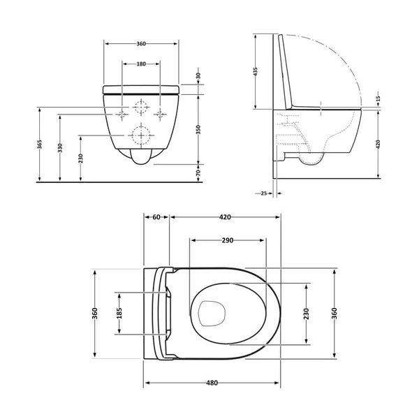 Унітаз підвісний Qtap QT07335177W Jay білий безобідковий з сидінням Soft-close та безшумним змивом Ultra Quiet (QT07335177W)
