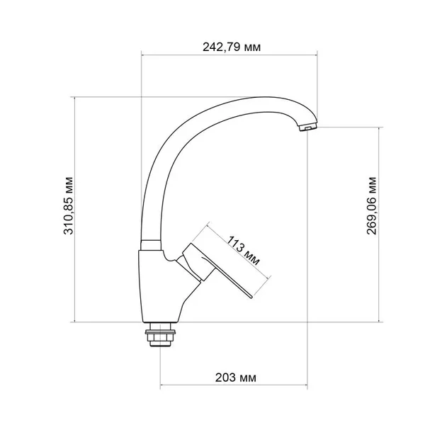 Змішувач для кухні Lidz Tani 007F хромований з поворотним виливом (LDTAN007FCRM44970)