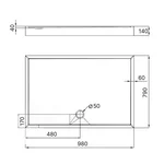 Душовий піддон KAPIELKA ST100x80х14 низький, прямокутний, діаметр зливу 52 мм Lidz