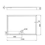 Душовий піддон Lidz KAPIELKA ST120×80×14 мм акриловий білий, низький прямокутний, з діаметром зливу 52 мм (LKAST1208014)