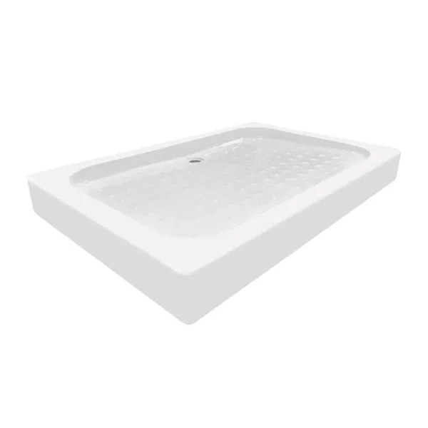 Душовий піддон Lidz KAPIELKA ST120×80×14 мм акриловий білий, низький прямокутний, з діаметром зливу 52 мм (LKAST1208014)