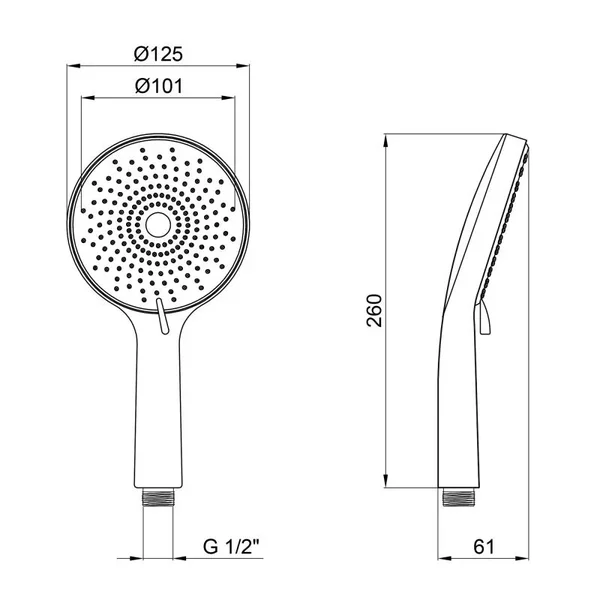 Лійка для ручного душу Qtap Rucni QTRUCA120R3GRP кругла, графітова, 120 мм (QTRUCA120R3GRP)