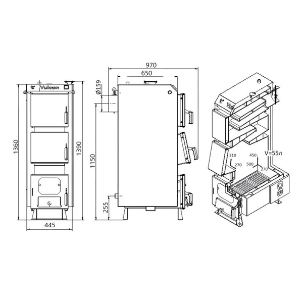 Котёл твердотопливный Thermo Alliance Vulcan V 4.0 SF 15 стальной 15 кВт (VSF15V40)