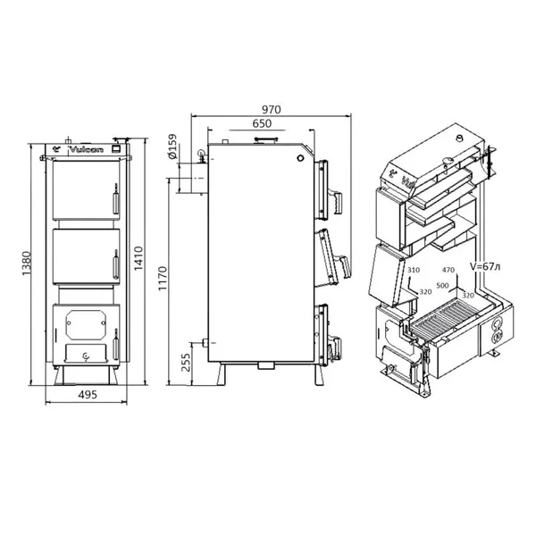 Твердотопливный котел Thermo Alliance Vulcan V 4.0 SF 18 стальной четырехходовой (VSF18V40)