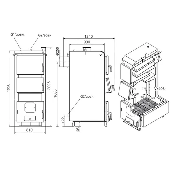 Котел твердотопливный Thermo Alliance Vulcan Plus V 4.0 VPSFW 100 со стальным теплообменником 6 мм (VPSFW100V40)