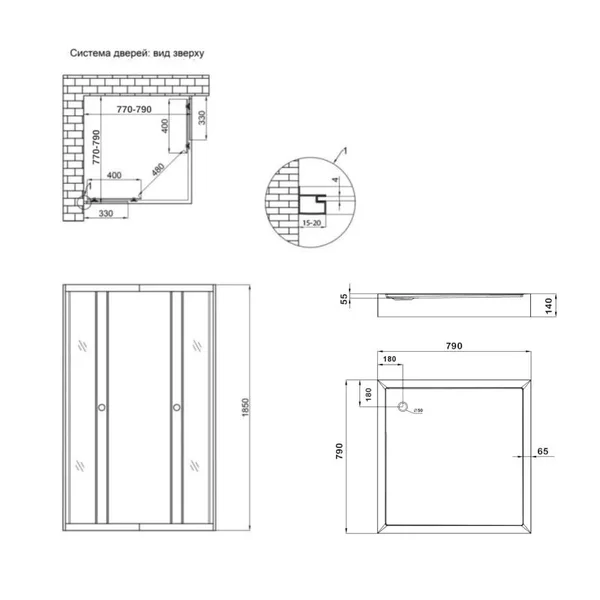 Душова кабіна з низьким піддоном Lidz SC80x80SATLOWGR Wawel SC80×80 мм.SAT.LOW.GR, квадратна, сатиновий профіль, тоноване скло 4 мм (LWASC8080SLGSET)