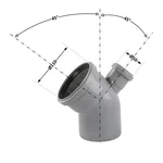 Відвід каналізаційний TA Sewage 1104550/90/135 V 110×45 мм+50/90/135 поліпропіленовий сірий вертикальний (EwV_110/45+50/90/135)