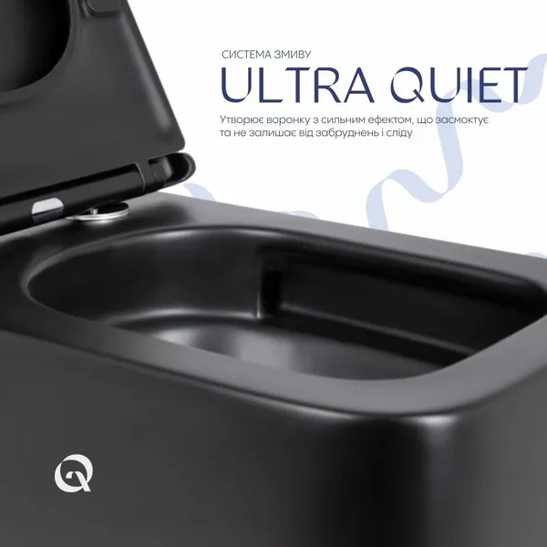 Унітаз підвісний Qtap Gemini QT2533076EUQMB керамічний чорний матовий безобідковий з сидінням Soft-close (QT2533076EUQMB)